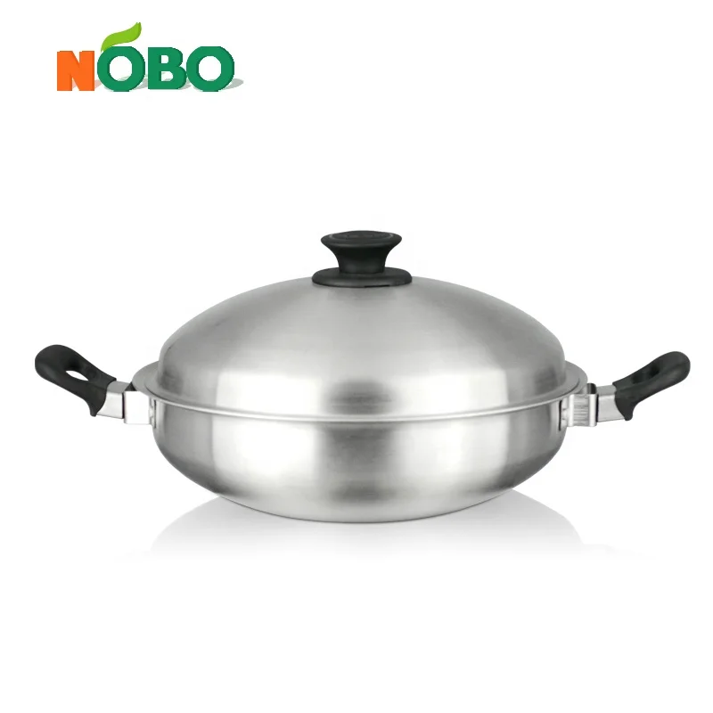 

Многофункциональная большая кухонная утварь для тушения шеф-повара с высокой устойчивостью нагревом, разделенная сковорода из нержавеющей стали 304, с двойной ручкой