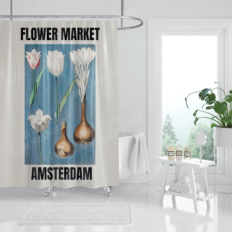 home shower curtains for bathroom Morandi lines and flowers waterproof fabric bathroom Curtains modern shower curtain 180x200