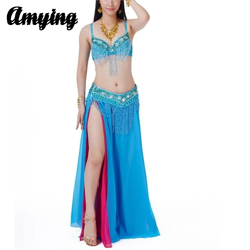 Women Belly Dance Costumes Belly Dance High-end Stage Performance Costume Set Ladies Dance Practice Clothes Bra+Blet+Skirt Set