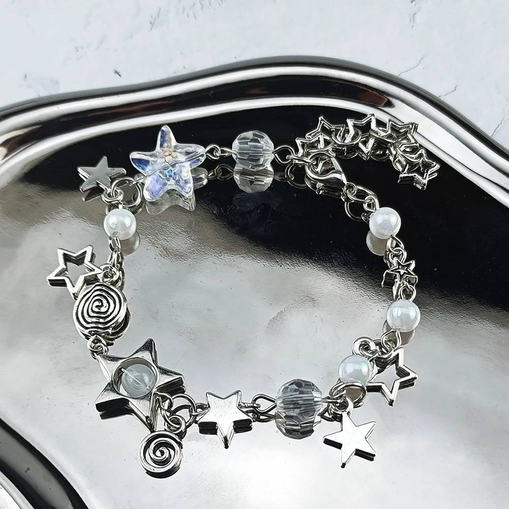 Handmade No. 8 Ball Star Beaded Dice Bracelet Coquettish Y2K Gothic Bracelet