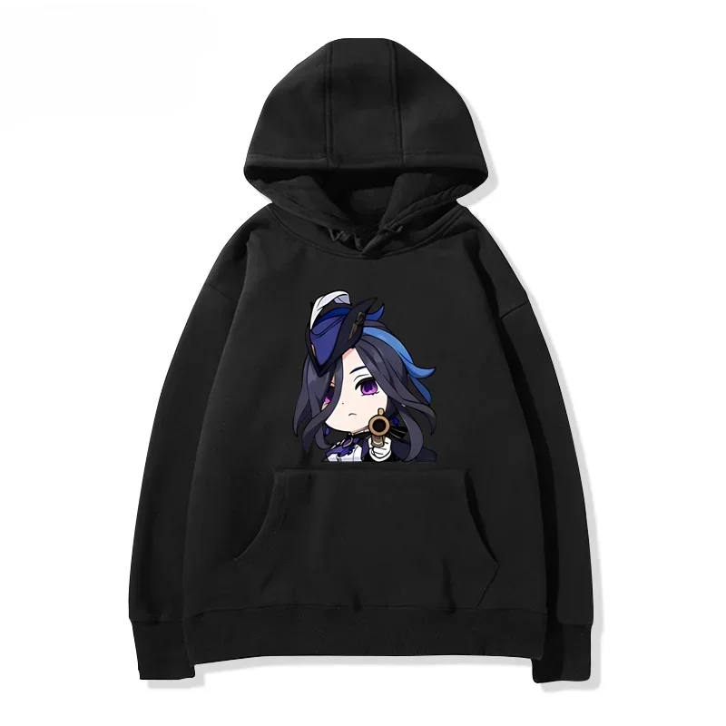 Fashion Anime Genshin Impact Hoodies Clorinde Graphic Women's Sweatshirts Streetwear Hooded Shirt Harajuku Woman Clothing Tops