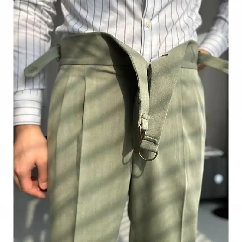 

Men Pants Classic Men's Office Trousers Slim Fit High Waist Vintage Pockets for Formal Business Style Elegant Formal Pants
