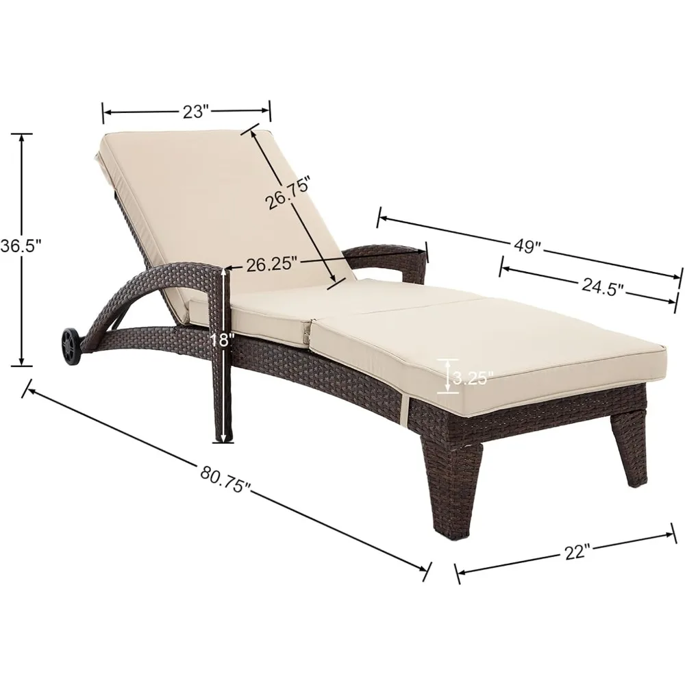 Set di sedie a sdraio chaise longue, lettini da piscina regolabili imbottiti a 5 posizioni, poltrone da esterno in vimini, chaise longue da patio