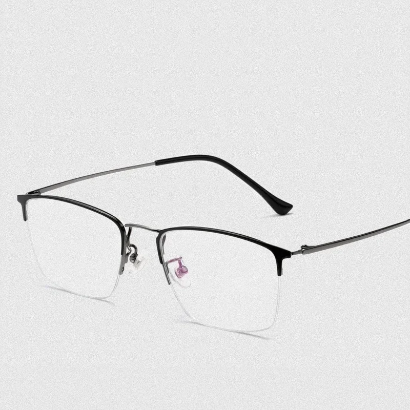 

Half Rimless Frame Ultralight Business Retro Fashion Eyewear Pure Titanium Myopia Hyperopia Optical Glasses Frame Men 8017JX