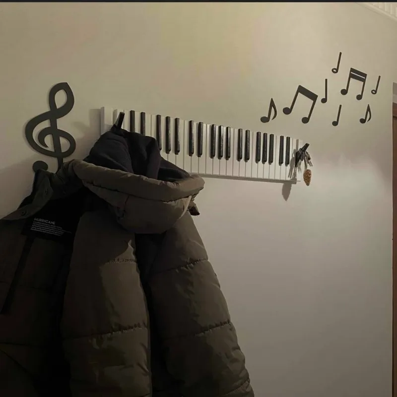 Piano Wooden Coat Racks Portable Creative Piano Button Home Clothes Hanging Wall-mounted Small Wooden Piano-shaped hanger