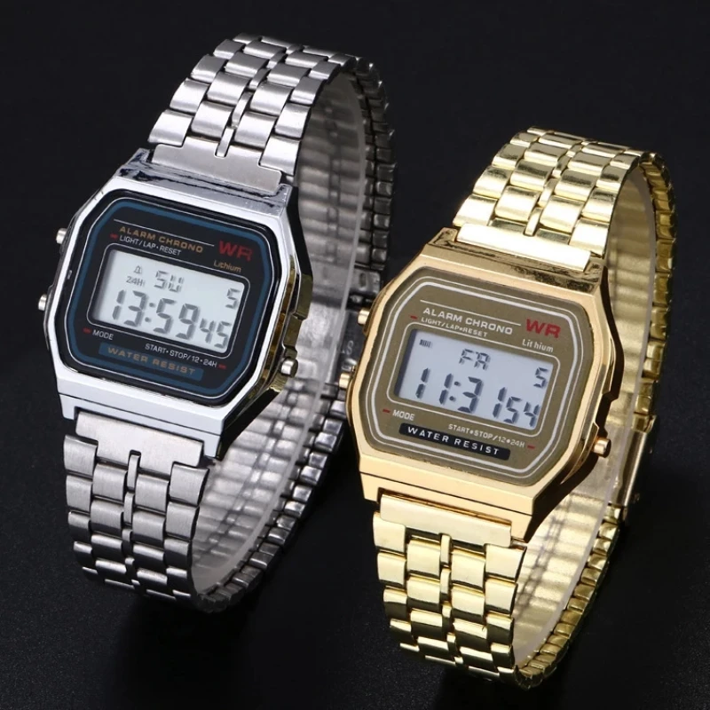 F91w Men Fashion LED Electronic Watch Brand Sports Watches Clock Multi-function Steel Belt Quartz Wristwatches Ladies Gift