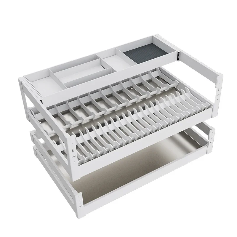 

Nano basket kitchen cabinet stainless steel drawer drawer with built-in blue divider seasoning double bowl basket drawer