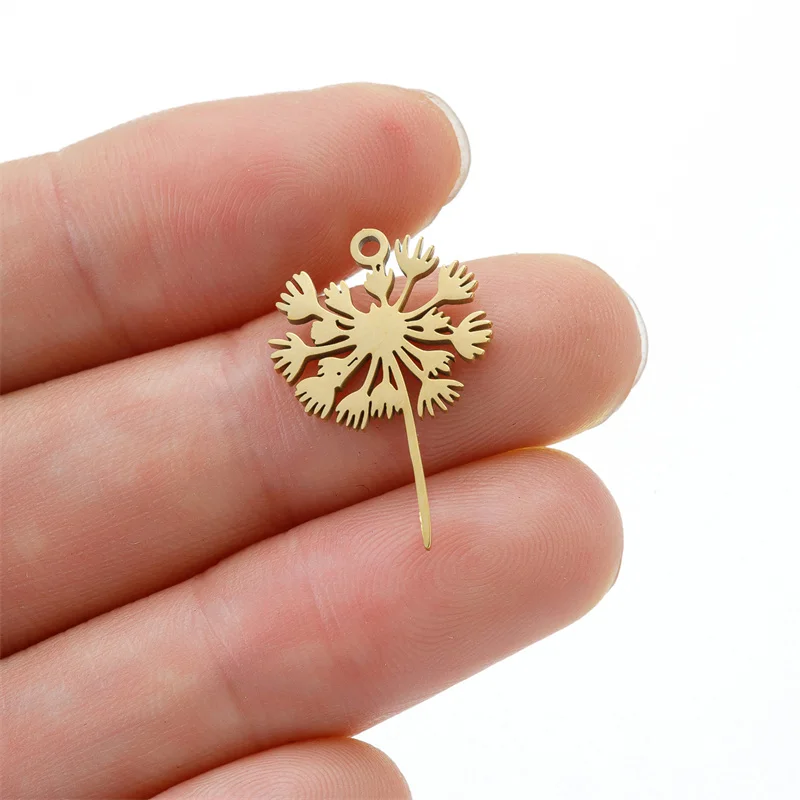 5Pcs/Lot Plant Dandelion Pendant Charm To Make Jewelry Girl Trinket Diy Stainless Steel Pendant Charms Bracelet Earrings