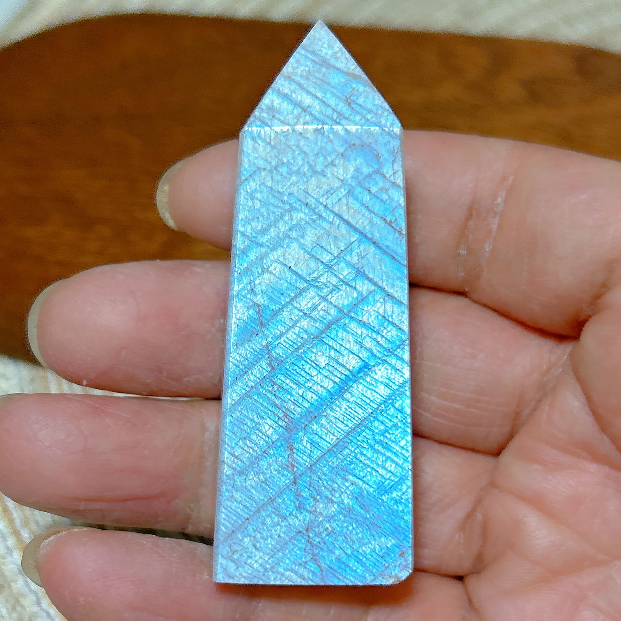 

Natural Blue Flashy Moonstone Tower Point Crystal Healing High Quality Gemstones Polished Mineral Energy Home Decorations Gift