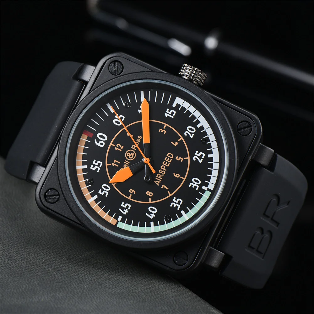 Bracelet Jewelry Bell Ross Aviation BR01-92 Limited Edition Silicone Strap Square Mechanical Automatic Watch for Men Relogio