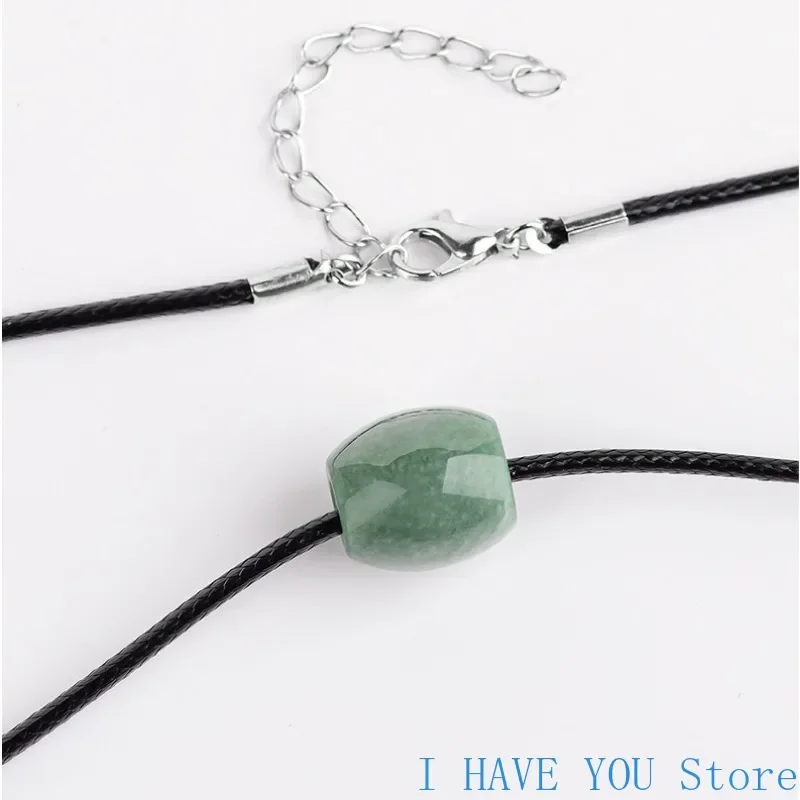 Natural A Jadeite Clipper Card Pendant, Ice Planted Jade Bean Green Transfer Bead Female Jade Pendant with 925 Silver Chain