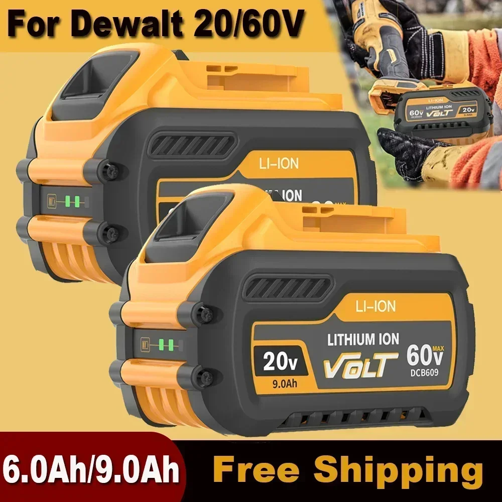 20V/60V For DeWalt Battery MAX Replacement Li-ion Battery For DeWalt DCB609 DCB547-XJ DCB200 DCB201 Tool Batter