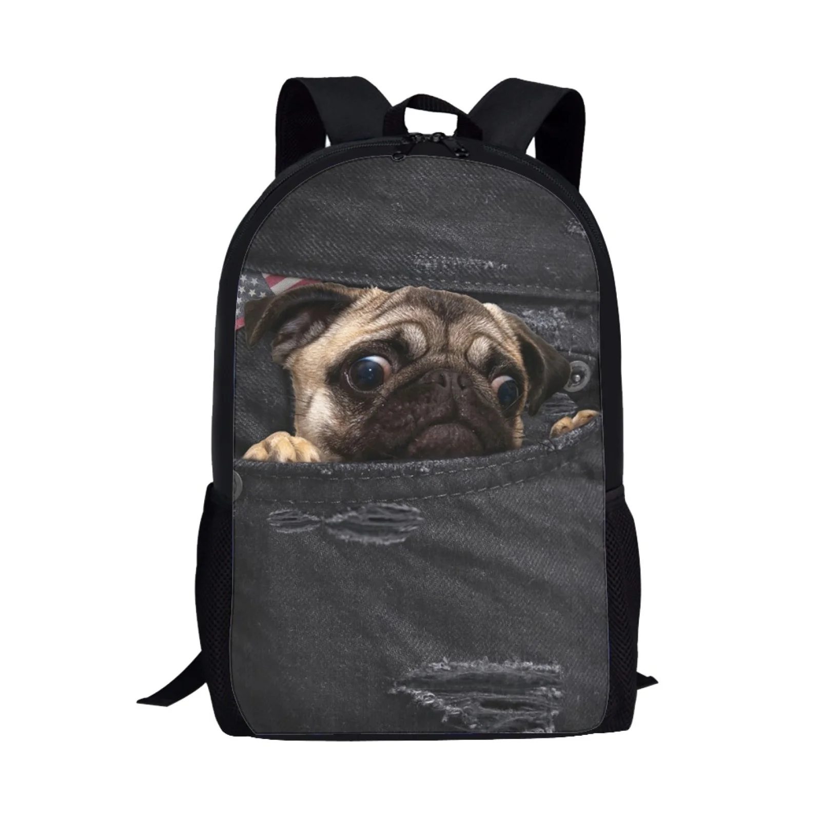 School Bags For Boys Girls 2025 Dog Pug Print Kids Schoolbag Kid Backpack Children Bookbag Back Pack Bagpack Mochila Escolar