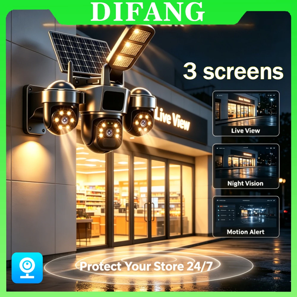 2026 New 15MP Solar Security Camera With Lighting 4G Sim Card Solar CCTV 10X Zoom WiFi Surveillance Camera V380 Pro