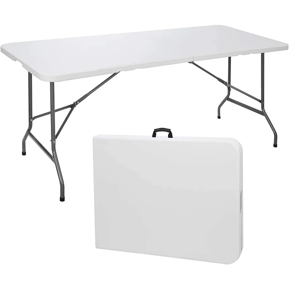 Folding Tables, 6FT Outdoor and Indoor Foldable Table Ideal for Camping and Picnic, Portable and Easy to Set Up