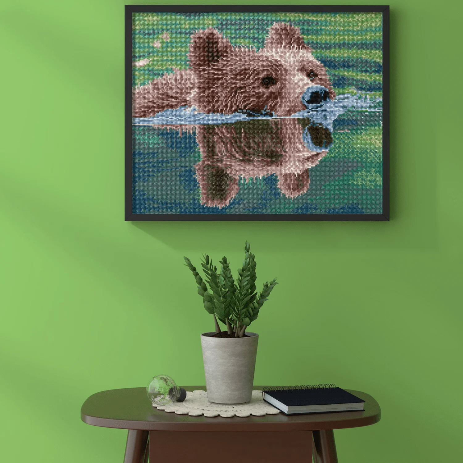 Grizzly Swim Diamond Painting Kits für Erwachsene-Diamond Art Kits ein entspannendes kreatives Bastel set mit Dotz-Edelsteinen 20,5x16,5