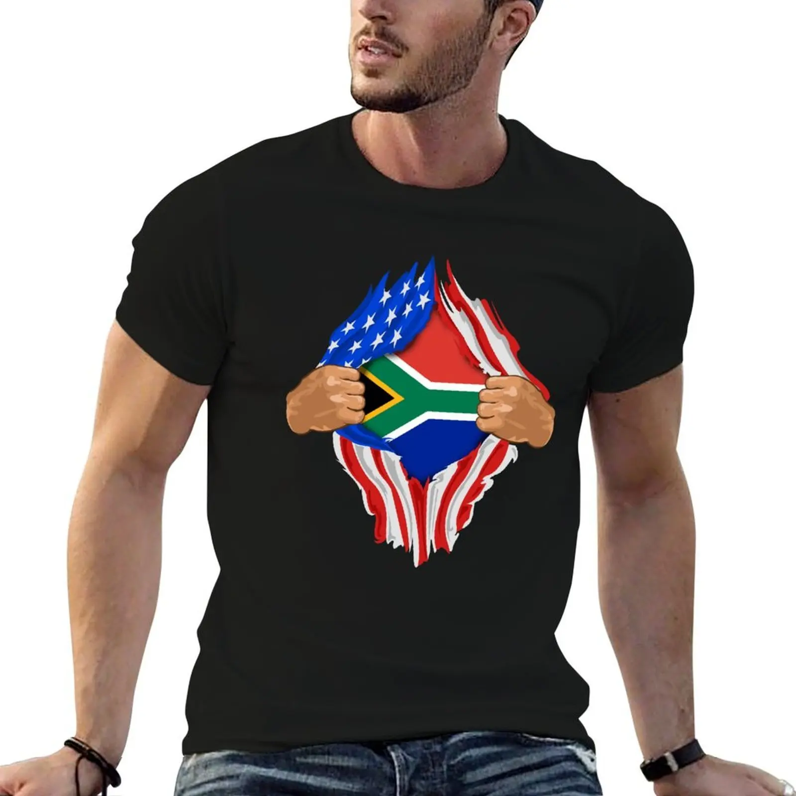 

South African Blood Inside Me Art South Africa Flag Gift T-Shirt man t shirt graphic anime t shirts for man T-Shirt