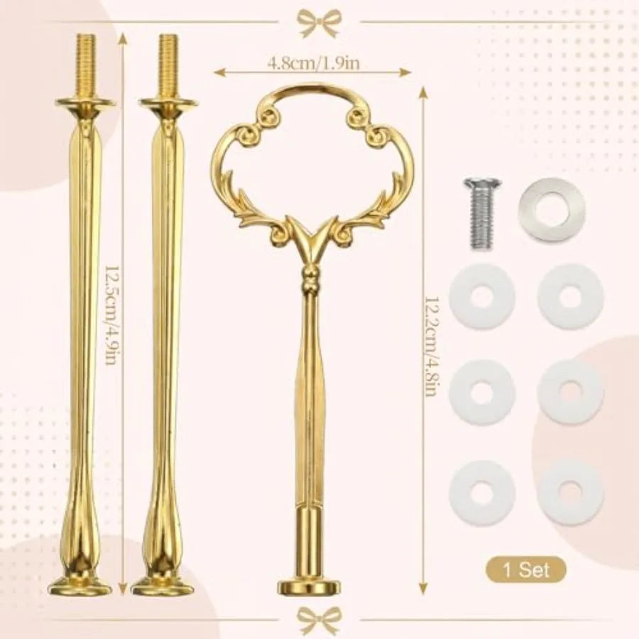 3 Tier Tray Plate Hardware Kit Cake Stand Hardware Kit Flower Design Cupcake and Dessert Stands Tray Fittings Heavy Metal Holde