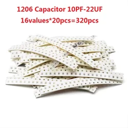 1206 SMD Capacitor Assorted Kit ,16values*20pcs=320pcs 10PF-22UF Samples Kit