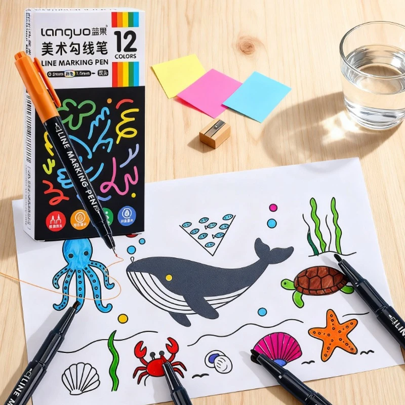 

12color Double-head Art Hook Line Pen Waterproof Leak-proof Durable for Hand-painted Graffiti Outline Illustration Art Creation