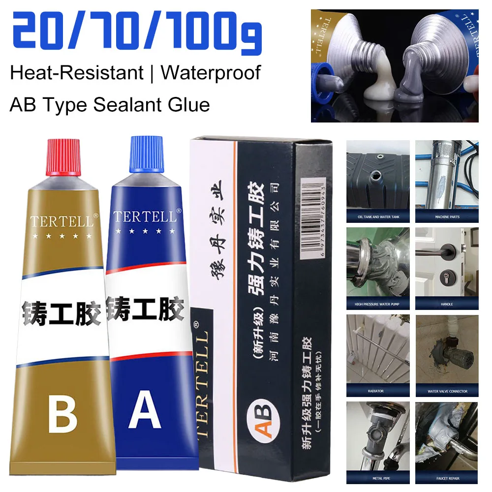20/70/100g AB Type Glue Heat-Resistant Welding Casting Repair Glue Sticks Waterproof Roof Plastic Strong Adhesive Sealant Liquid