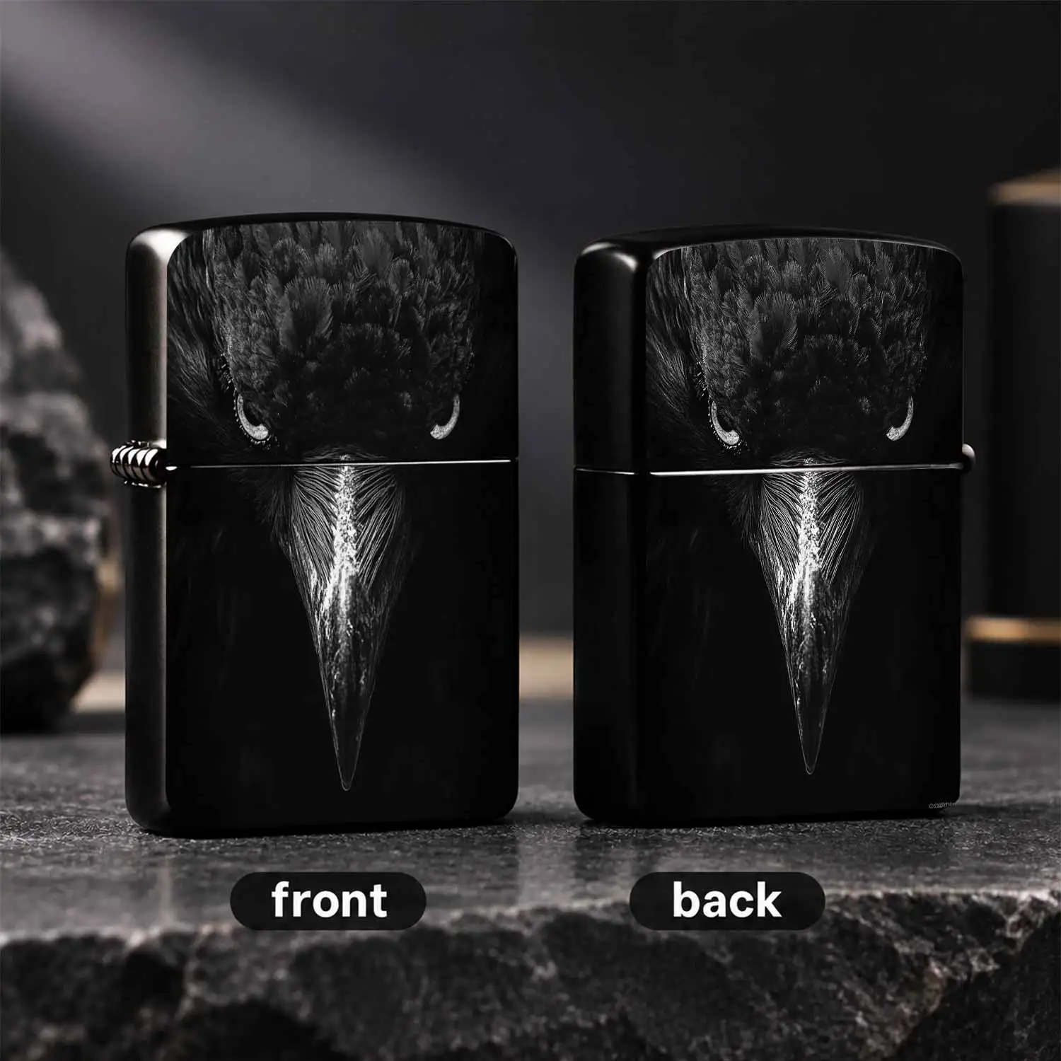 Creative Raven Stare Close-Up Art Lighter, Dark Aesthetic Stylish Portable Accessory For Daily Carry, Multi-Scenario Applicable Unique Cool Item, Exquisite Decorative Pocket Gadget For Personal Use Or Gifting, High Detail Artistic Design Sm