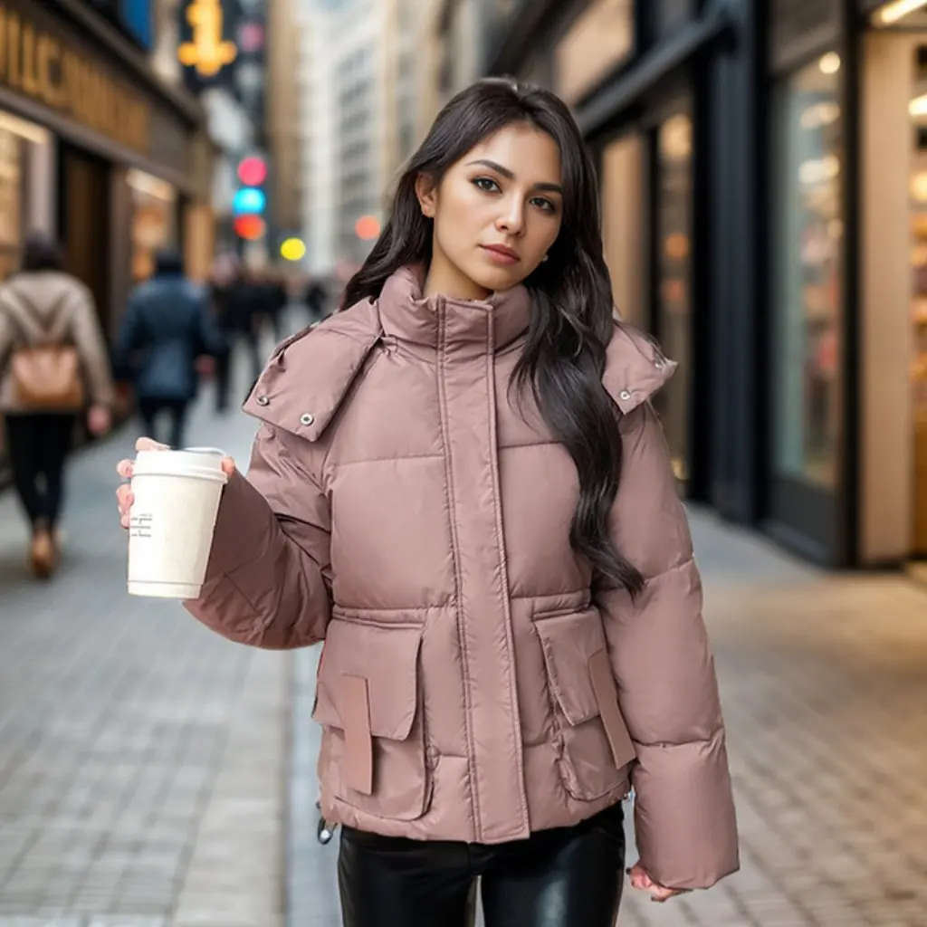 

Women's Winter Thickened Cotton-Padded Jacket Warm Bread Coat Short down Fashionable Outerwear for Daily Use