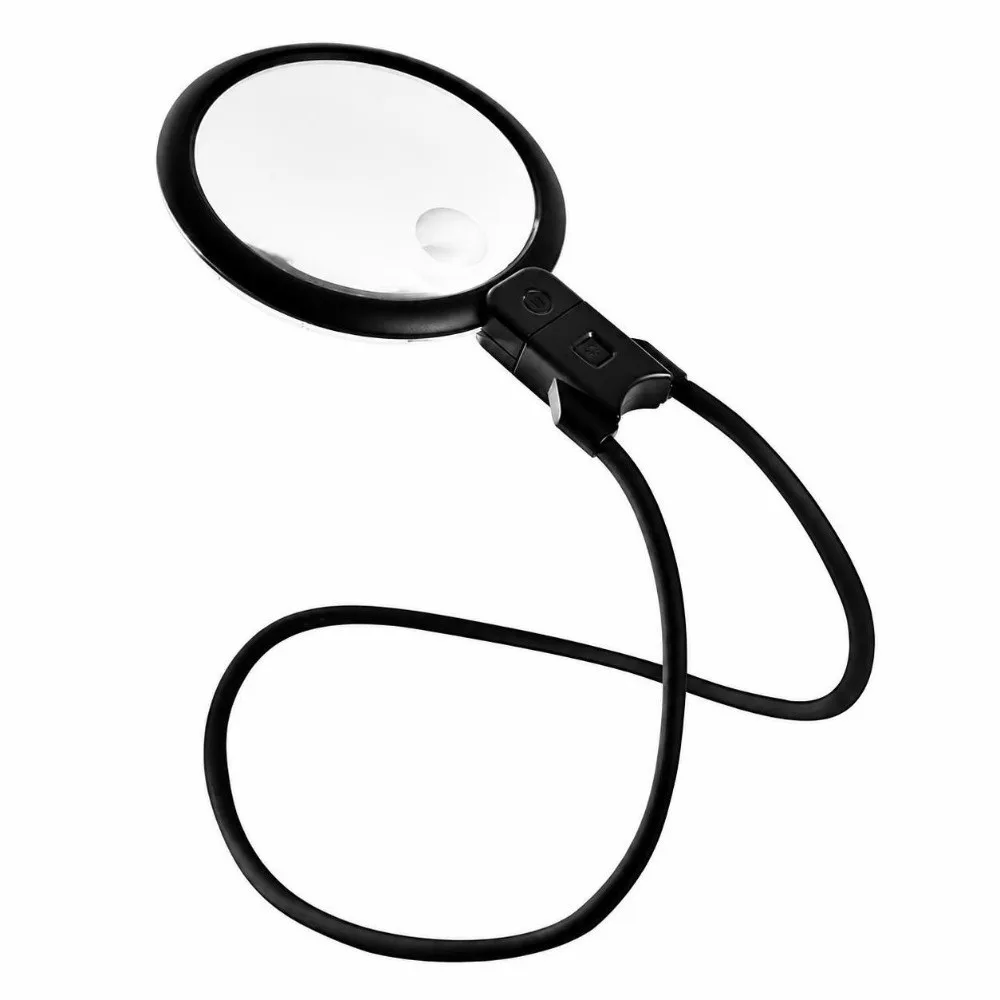 1 set Black LED Magnifying Glass ABS Frame Silicone Tube Rechargeable Magnifying Glass Acrylic Optical Lens 15X Magnification