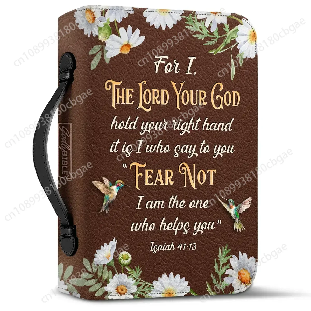 For I The Lord Your God Hold Your Right Hummingbird Print PU Leather Bible Cover Case for Women Study Book Holy Storage Boxes