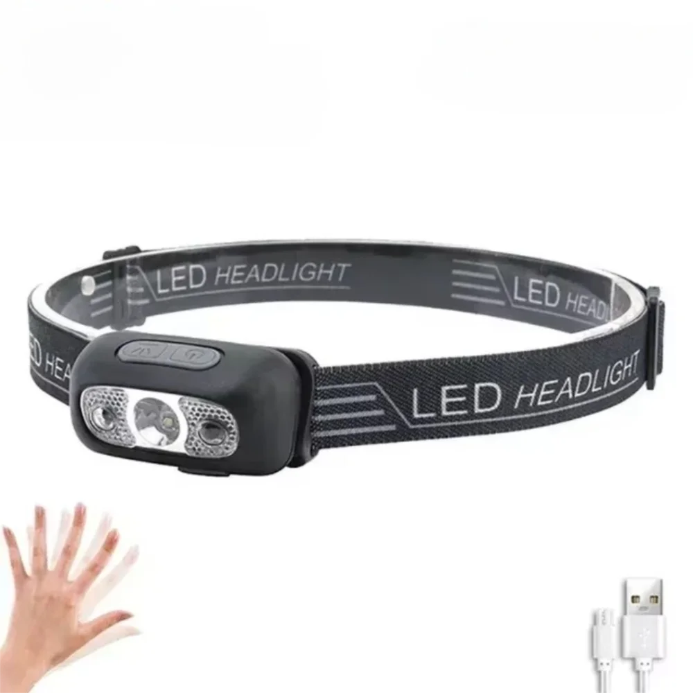 Useful Head-Mounted Headlamp Mini Size Strong Light Rechargeable Headlamp USB Rechargeable LED Headlamp Outdoor Camping Fishing