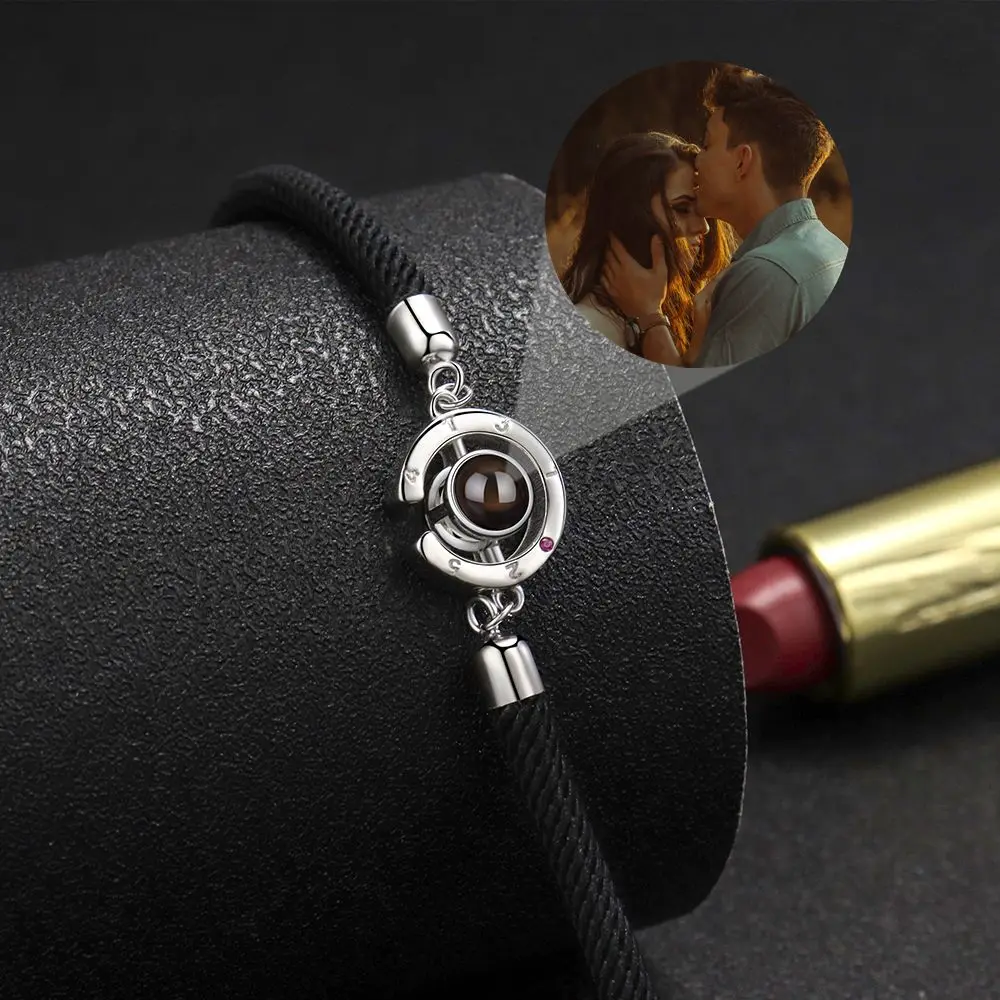 925 Silver Personalized Photo Bracelets Custom Projection Photo Bracelet for Women Mom Girl Friend Couple Jewelry Birthday Gift