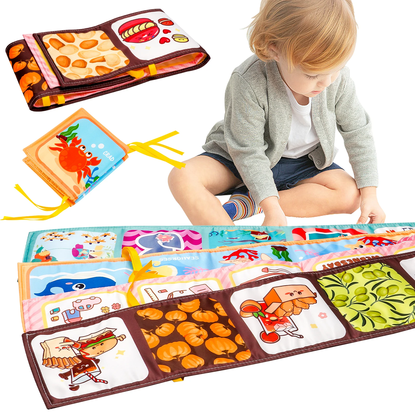 Libri per bambini Giocattoli, Libri per bambini 0-6 mesi, Libri morbidi increspati in tessuto touch and feel, Giocattoli per neonati da 0-3-6-12-18 mesi YY20