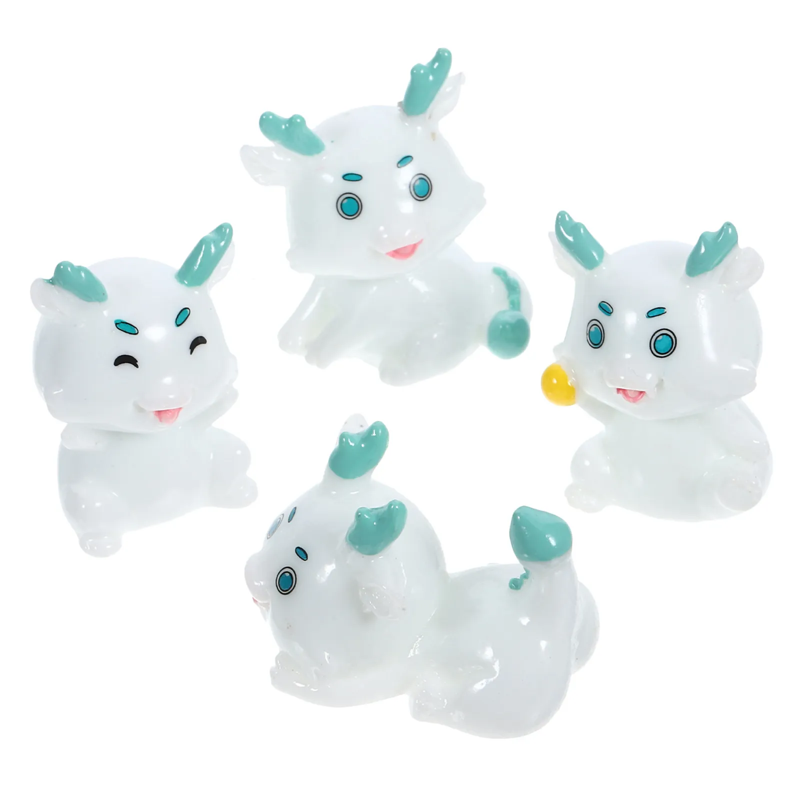 

Набор из 4 миниатюрных статуэток драконов из смолы для декора рабочего стола, сада и офиса, креативные новогодние украшения