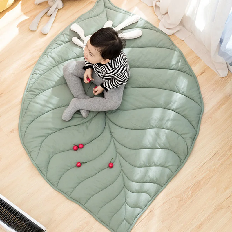 Nordic Baby Carpet Play Mat Leaf Shape Cotton Blanket Newborn Infant Crawling Pad Floor Rugs Mat for Kids Living Room Decoration