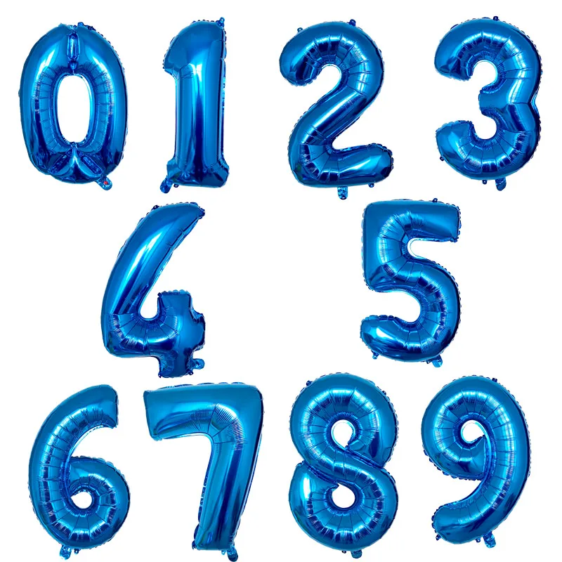 32inch 1Pcs Foil Balloon Number 0 1 2 3 4 5 6 7 8 9 Boys Girls Birthday Party Deep Blue Balloons Party Supply