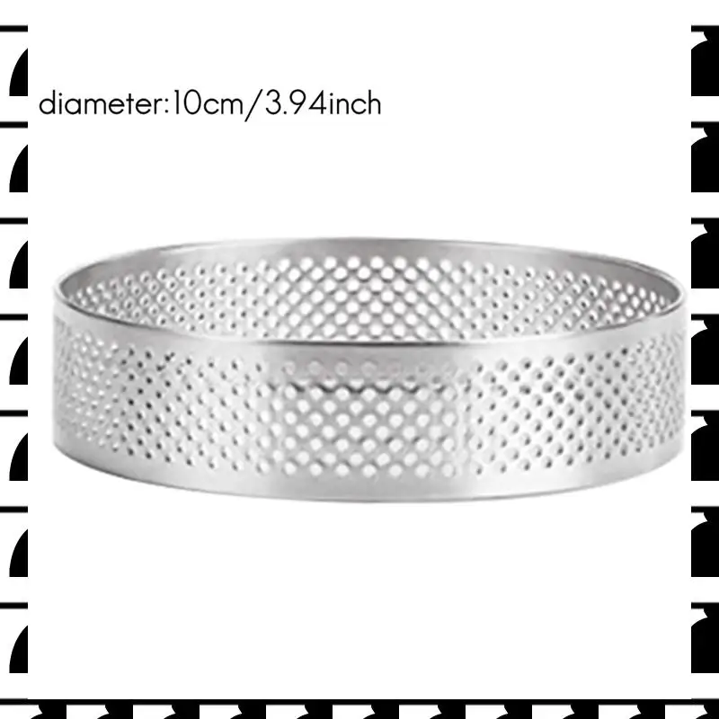 

A44U 40Pcs Stainless Steel Tart Ring,Heat-Resistant Perforated Cake Mousse Ring Round Double Rolled Tart Ring Metal Mold 10Cm