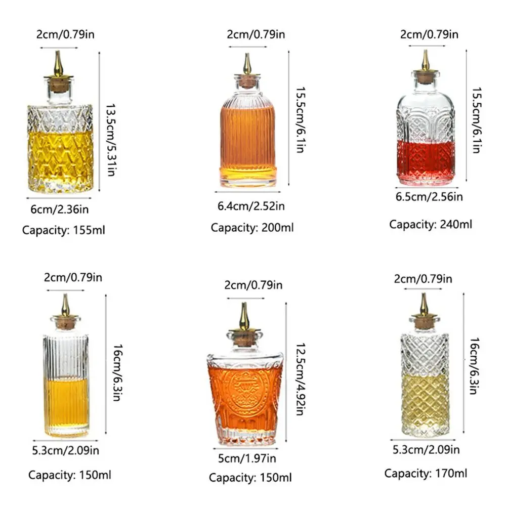 Exquisite Vintage-Flasche mit Bitters, luxuriöses Glas über Barkeeper-Flasche, klare Multifunktions-Bitterspender-Flasche, Barzubehör