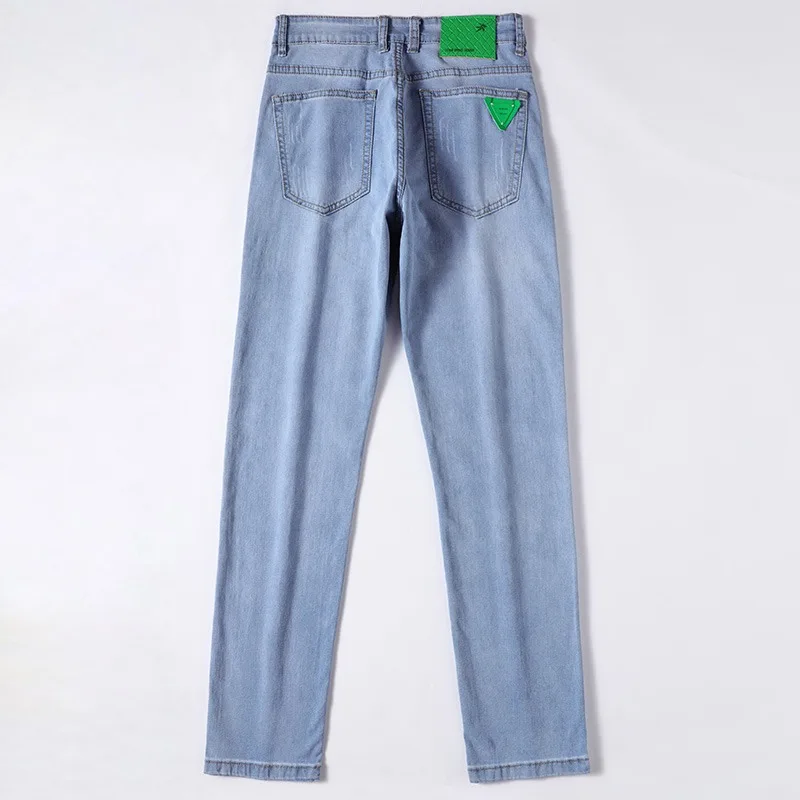 High-end luxe jeans slanke broek met rechte pijpen zomer slanke casual broek streetwear heren
