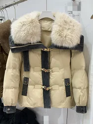 Women's Winter Down Jacket 2025 New Short Style Outerwears Natural Fox Fur Collar White Duck Down Coat