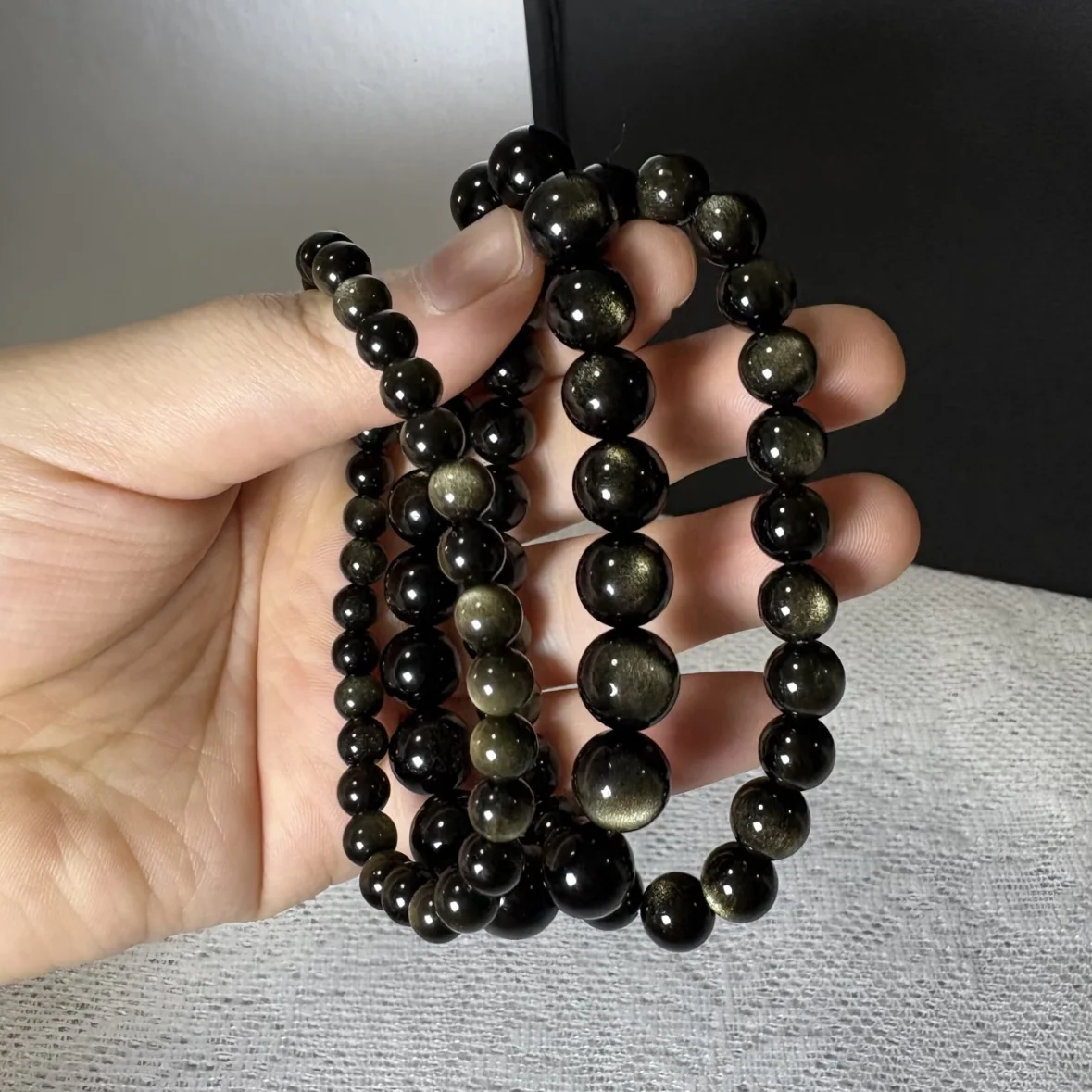 Natural Gold Sheen Obsidian Bracelet – Handmade Protective Crystal Jewelry for Wealth Confidence Gift | LithicGems