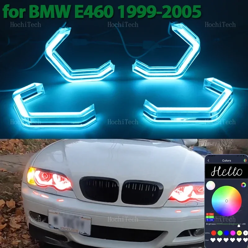 for BMW 3 series E46 sedan 1999-2005 RGB Multi-colored App control M4 Style LED Headlight Angel Eyes Bulb Ring Lamp