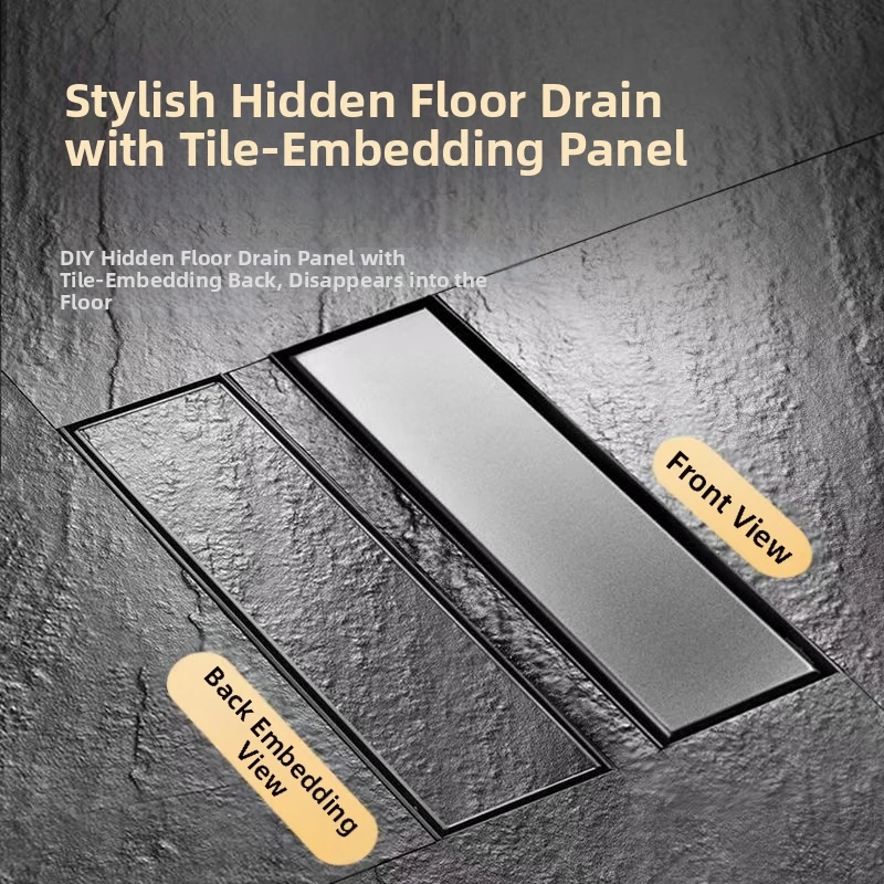 

Bathroom Accessories Tile Insert Shower Conceal Drainage 304 Stainless Steel Rectangle Shower Floor Drain Hair Strainer