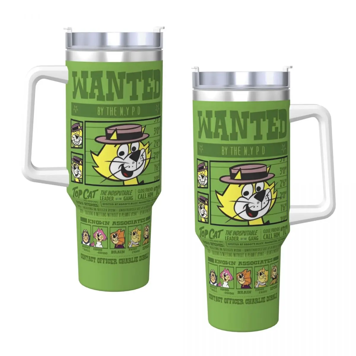 

Stainless Steel Tumbler Top Cat Thermal Cups Insulated Cold and Hot Mugs Cup Travelist Graphic Water Bottle