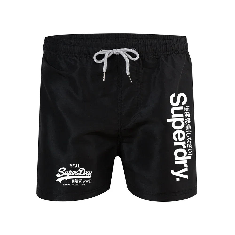 Calções de praia sexy para surf masculino, elástico na cintura, secagem rápida, calções casuais, corda de voleibol, respirável, verão