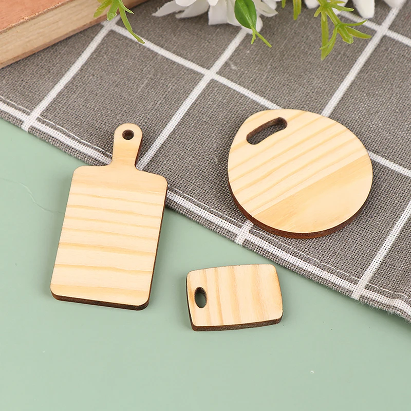 1/12 Dollhouse Miniature Wooden Plate Simulation Tray Model For Doll House Decor Mini Wooden Cartoon Dessert Fruit Bread Tray 1X