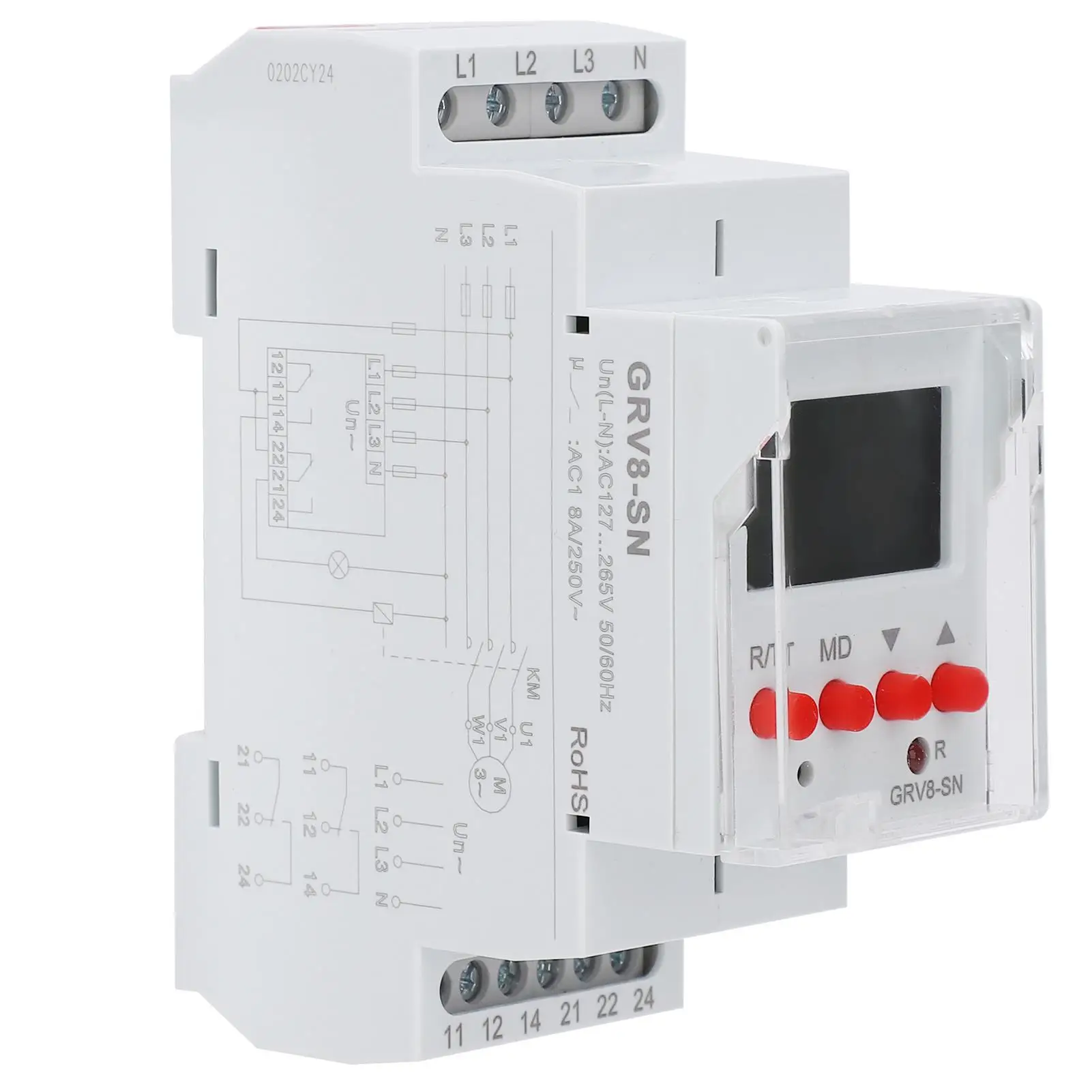 

AC 70V400V Three Phase Voltage Relay Protector with LED Indicator for GRV8SN 45Hz65Hz Voltage Protection Device