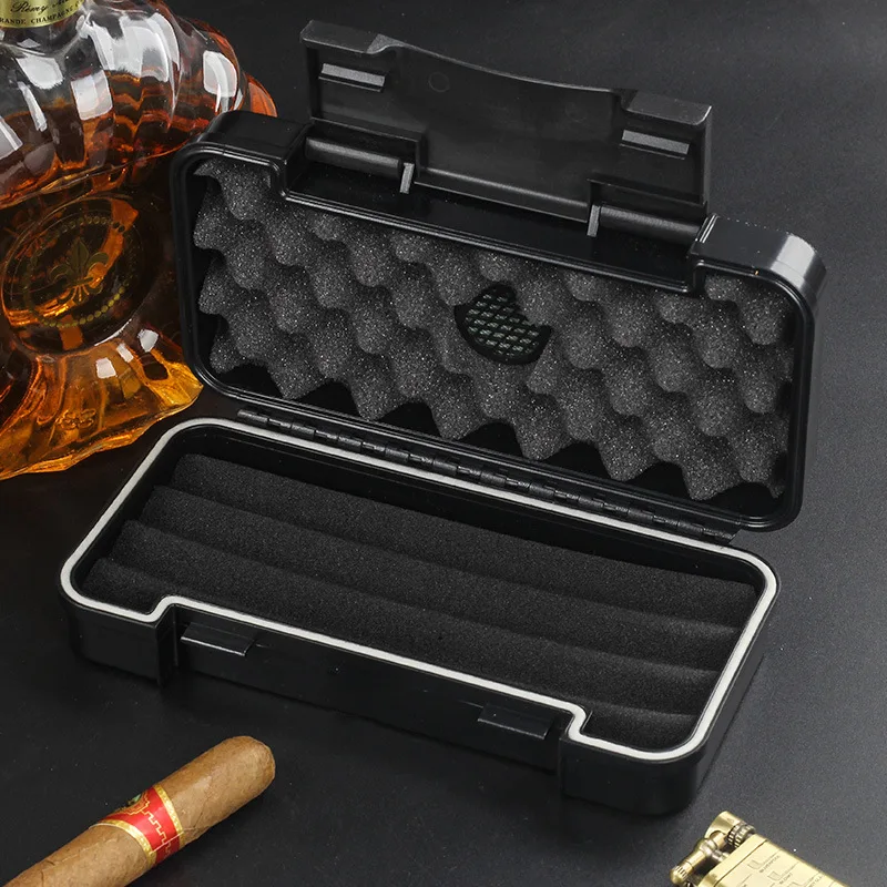 

Cigar Plastic Travel Humidor Case - Waterproof, Dustproof, Shockproof Premium Plastic Hard Shell Case - Built in Foam Humidor