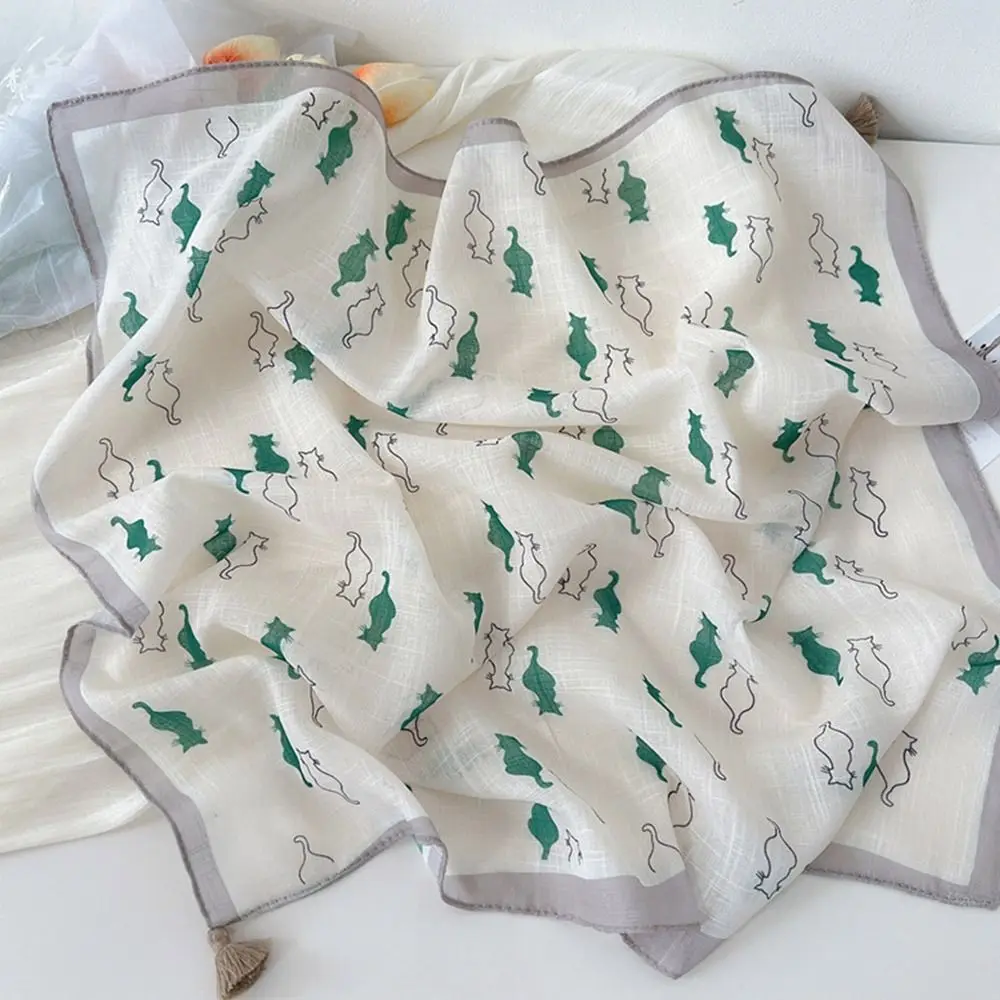 Modischer mehrfarbiger Seidenschal mit Quasten, weiches Foulard, 60 cm, Halstuch mit Blumenmuster, OOTD