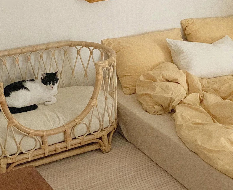 Vine woven pet bed, cat creative dog sofa, rattan chair, personalized baby small rattan bed