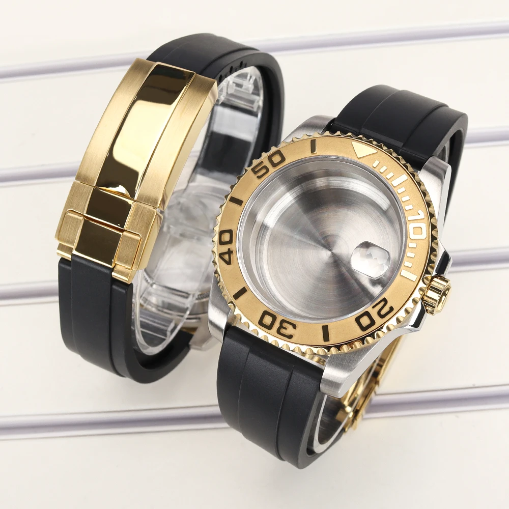 40mm 20ATM Uhrengehäuse NH 35 Gummiarmband Saphirglas für NH35 NH36 NH34 4R 7S26 Miyota 8215 ETA 2824 Gold Silber Gehäuse NH35 Yacht – Detail 3